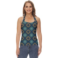 Flowers Pattern Design Abstract Basic Halter Top