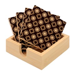 Flowers Pattern Design Abstract Bamboo Coaster Set by Maspions