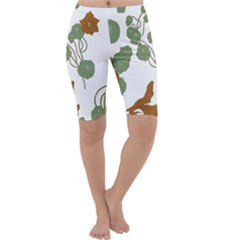 Nasturtium Flowers Plant Leaves Cropped Leggings 