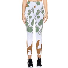 Nasturtium Flowers Plant Leaves Pocket Leggings 