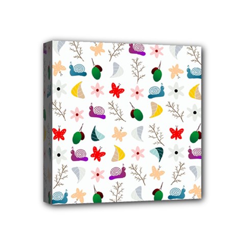 Snails Butterflies Pattern Seamless Mini Canvas 4  X 4  (stretched) by Maspions