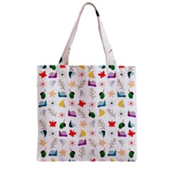 Snails Butterflies Pattern Seamless Zipper Grocery Tote Bag