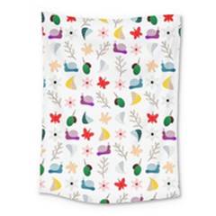 Snails Butterflies Pattern Seamless Medium Tapestry by Maspions