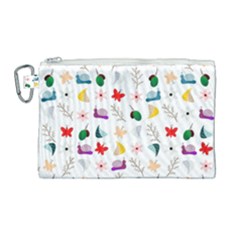 Snails Butterflies Pattern Seamless Canvas Cosmetic Bag (large)