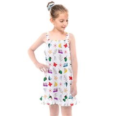 Snails Butterflies Pattern Seamless Kids  Overall Dress