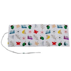 Snails Butterflies Pattern Seamless Roll Up Canvas Pencil Holder (s)