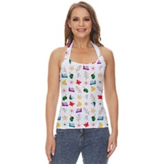 Snails Butterflies Pattern Seamless Basic Halter Top