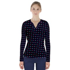 Pattern Dots Dot Seamless V-neck Long Sleeve Top