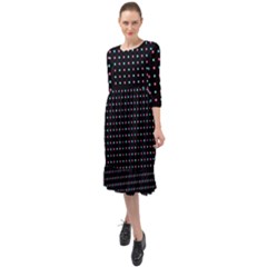 Pattern Dots Dot Seamless Ruffle End Midi Chiffon Dress