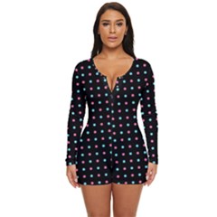 Pattern Dots Dot Seamless Long Sleeve Boyleg Swimsuit