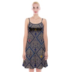 Pattern Seamless Antique Luxury Spaghetti Strap Velvet Dress