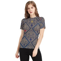 Pattern Seamless Antique Luxury Women s Short Sleeve Rash Guard