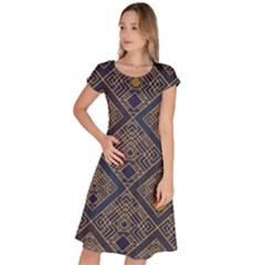Pattern Seamless Antique Luxury Classic Short Sleeve Dress