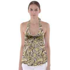 Marble Texture Pattern Seamless Tie Back Tankini Top by Maspions