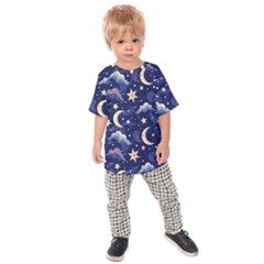 Night Moon Seamless Kids  Raglan T-shirt