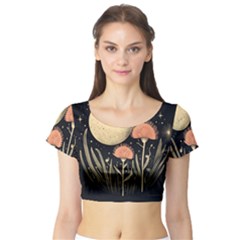 Flowers Space Short Sleeve Crop Top