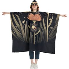 Flowers Space Women s Hooded Rain Ponchos