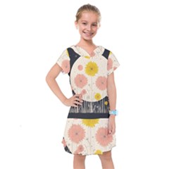 Space Flowers Universe Galaxy Kids  Drop Waist Dress