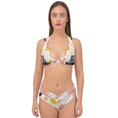 Space Flowers Universe Galaxy Double Strap Halter Bikini Set