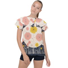 Space Flowers Universe Galaxy Ruffle Collar Chiffon Blouse