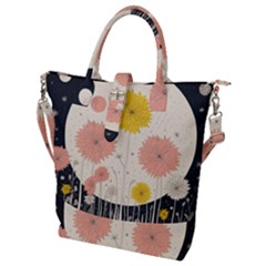 Space Flowers Universe Galaxy Buckle Top Tote Bag