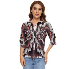 Mandala Design Pattern Women s Quarter Sleeve Pocket Shirt