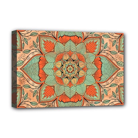 Mandala Floral Decorative Flower Deluxe Canvas 18  X 12  (stretched) by Maspions