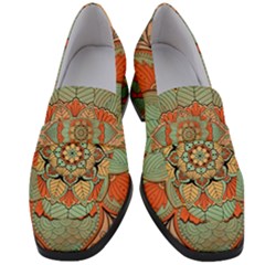 Mandala Floral Decorative Flower Women s Chunky Heel Loafers