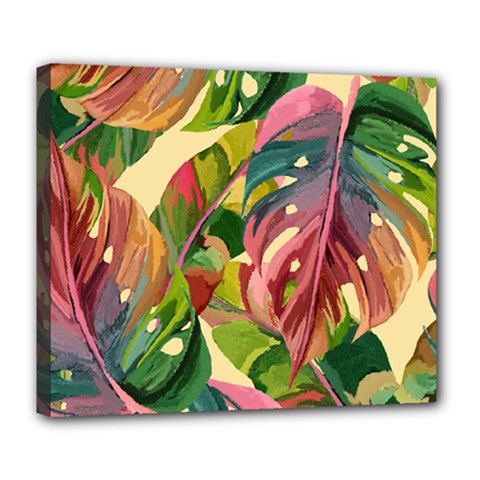 Monstera Colorful Leaves Foliage Deluxe Canvas 24  X 20  (stretched)