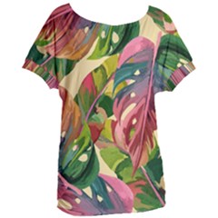 Monstera Colorful Leaves Foliage Women s Oversized T-shirt by Maspions