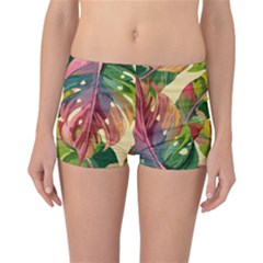 Monstera Colorful Leaves Foliage Reversible Boyleg Bikini Bottoms