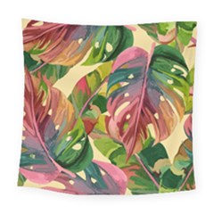 Monstera Colorful Leaves Foliage Square Tapestry (large)