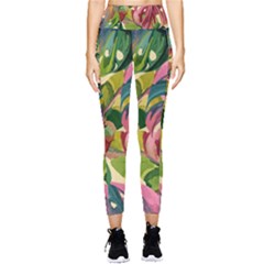 Monstera Colorful Leaves Foliage Pocket Leggings 