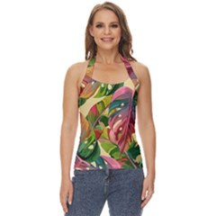 Monstera Colorful Leaves Foliage Basic Halter Top