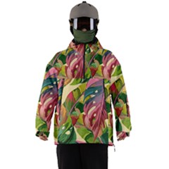 Monstera Colorful Leaves Foliage Men s Ski And Snowboard Waterproof Breathable Jacket