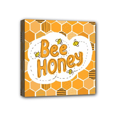 Bee Honey Honeycomb Hexagon Mini Canvas 4  X 4  (stretched) by Maspions