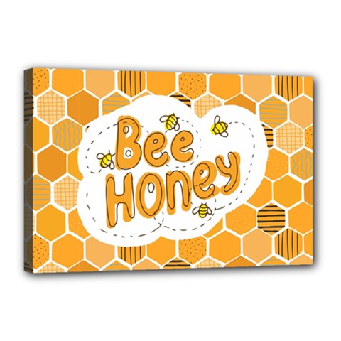 Bee Honey Honeycomb Hexagon Canvas 18  X 12  (stretched) by Maspions