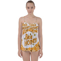 Bee Honey Honeycomb Hexagon Babydoll Tankini Set