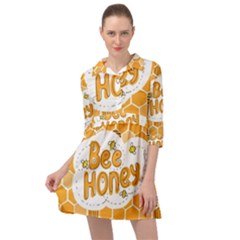 Bee Honey Honeycomb Hexagon Mini Skater Shirt Dress by Maspions