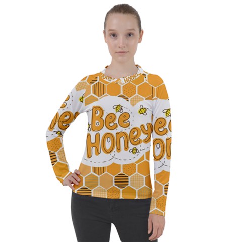 Bee Honey Honeycomb Hexagon Women s Pique Long Sleeve T-shirt by Maspions