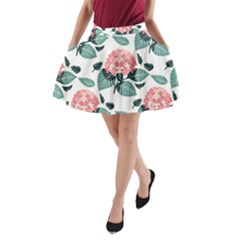 Flowers Hydrangeas A-line Pocket Skirt