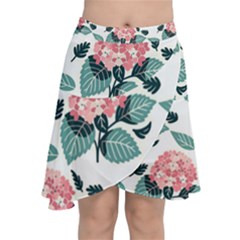 Flowers Hydrangeas Chiffon Wrap Front Skirt