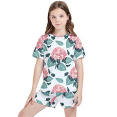 Flowers Hydrangeas Kids  T-shirt And Sports Shorts Set by Maspions