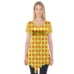 Pattern Shorts Watermelon Design Short Sleeve Tunic 