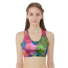 Colorful Abstract Patterns Sports Bra With Border