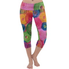 Colorful Abstract Patterns Capri Yoga Leggings