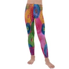 Colorful Abstract Patterns Kids  Lightweight Velour Leggings by Maspions