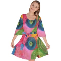 Colorful Abstract Patterns Velour Kimono Dress