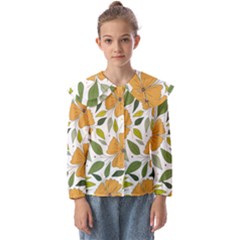 Flower Petal Plant Leaves Kids  Peter Pan Collar Blouse