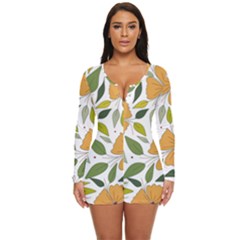 Flower Petal Plant Leaves Long Sleeve Boyleg Swimsuit